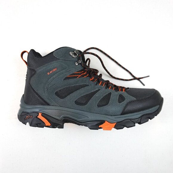 Men's Hi-Tec "Mesa Ravus Mid Hiker" Boots in Charcoal/Dark Grey/Burnt Orange - Picture 2 of 11